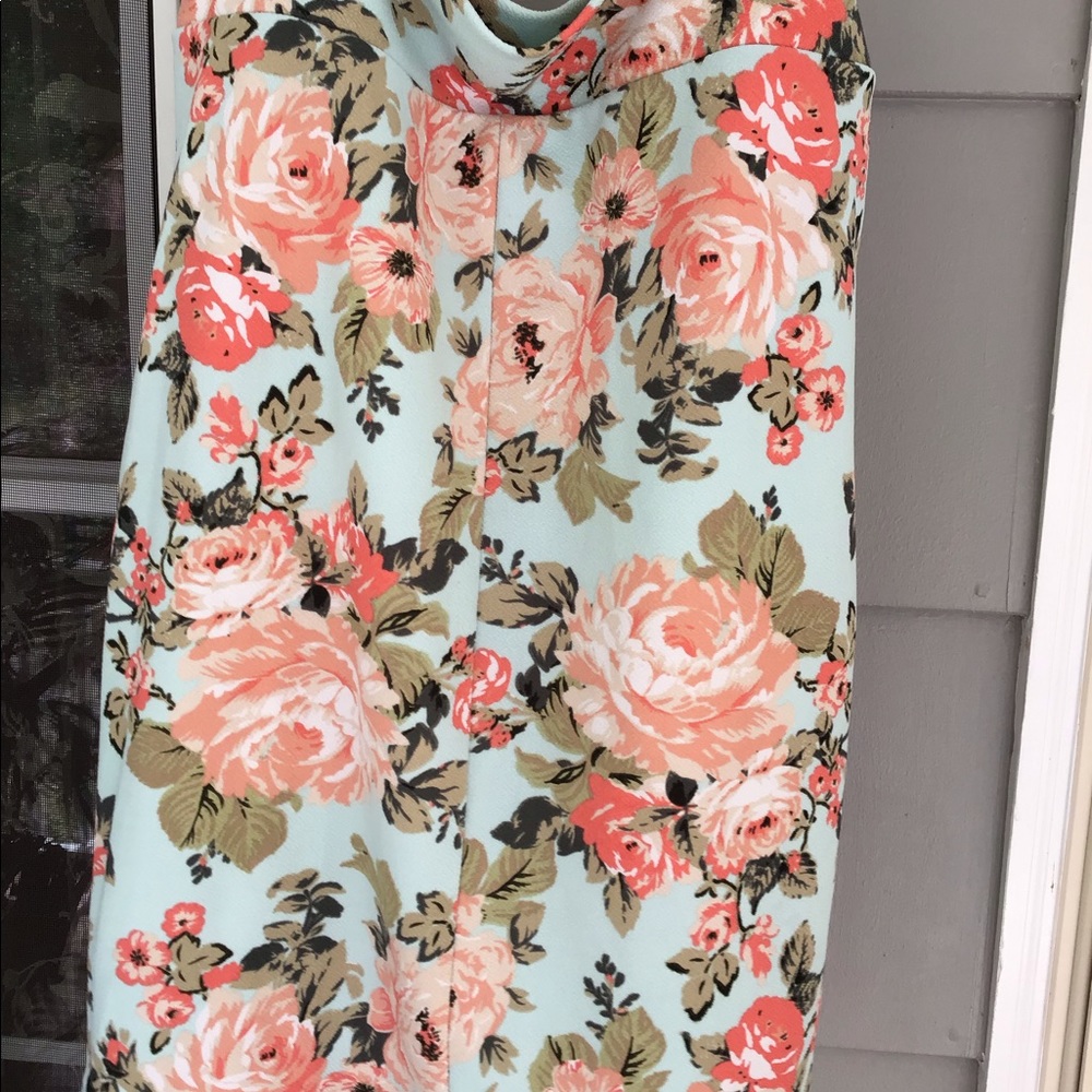 woman acacia aqua colored floral pencil straight skirt size 3x fits like XL EUC - Picture 4 of 9